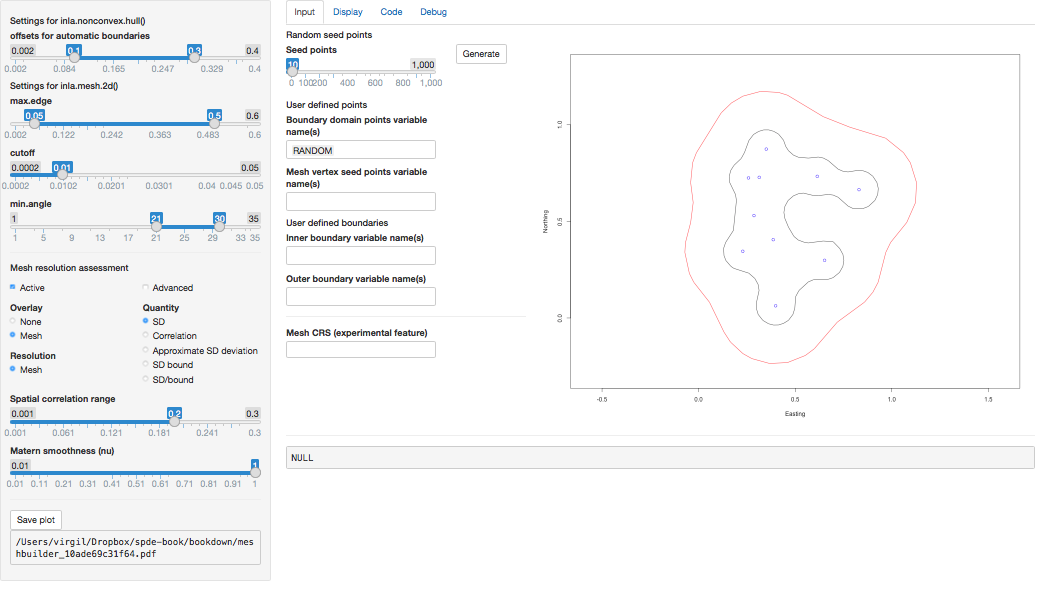 Shiny application to interactively create a mesh obtained with command meshbuilder().